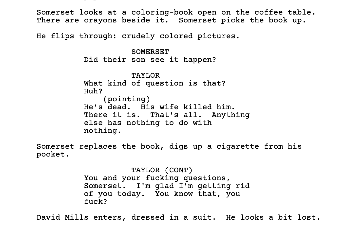 Part of Se7en's script